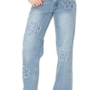 Daisy Patched Light Blue Floral Cali 1850 Jeans